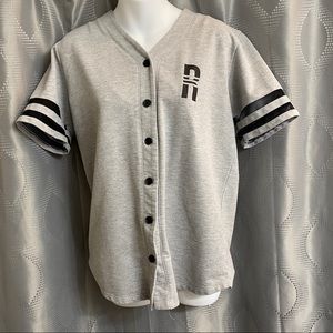 Young & Reckless Jersey Button Up Net Sleeves Small